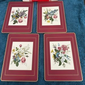 Vintage Pimpernel Placemats "Floral Meadow" Cork Backed Set of 4 (9" x 12")
